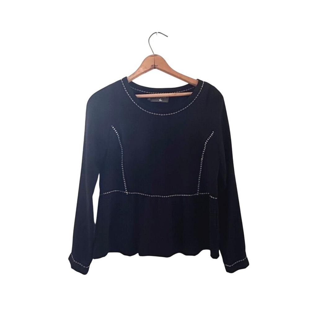 Cotelac Peplum Black w/ White Cross-stitching - Size XS‎